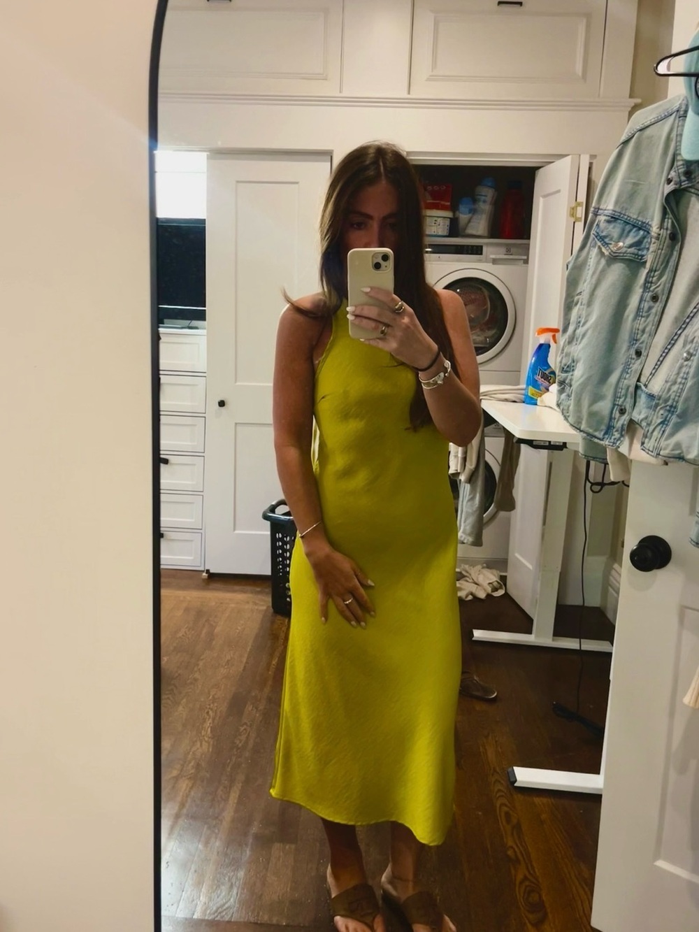 House of Harlow 1960 Chartreuse Midi Slip Dress